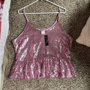 Beautiful top, pink, sequin, glitter, nightout